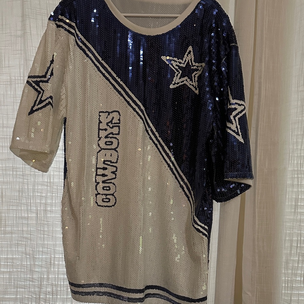 Dallas Cowboys  Sequin Shirt - Blue and White